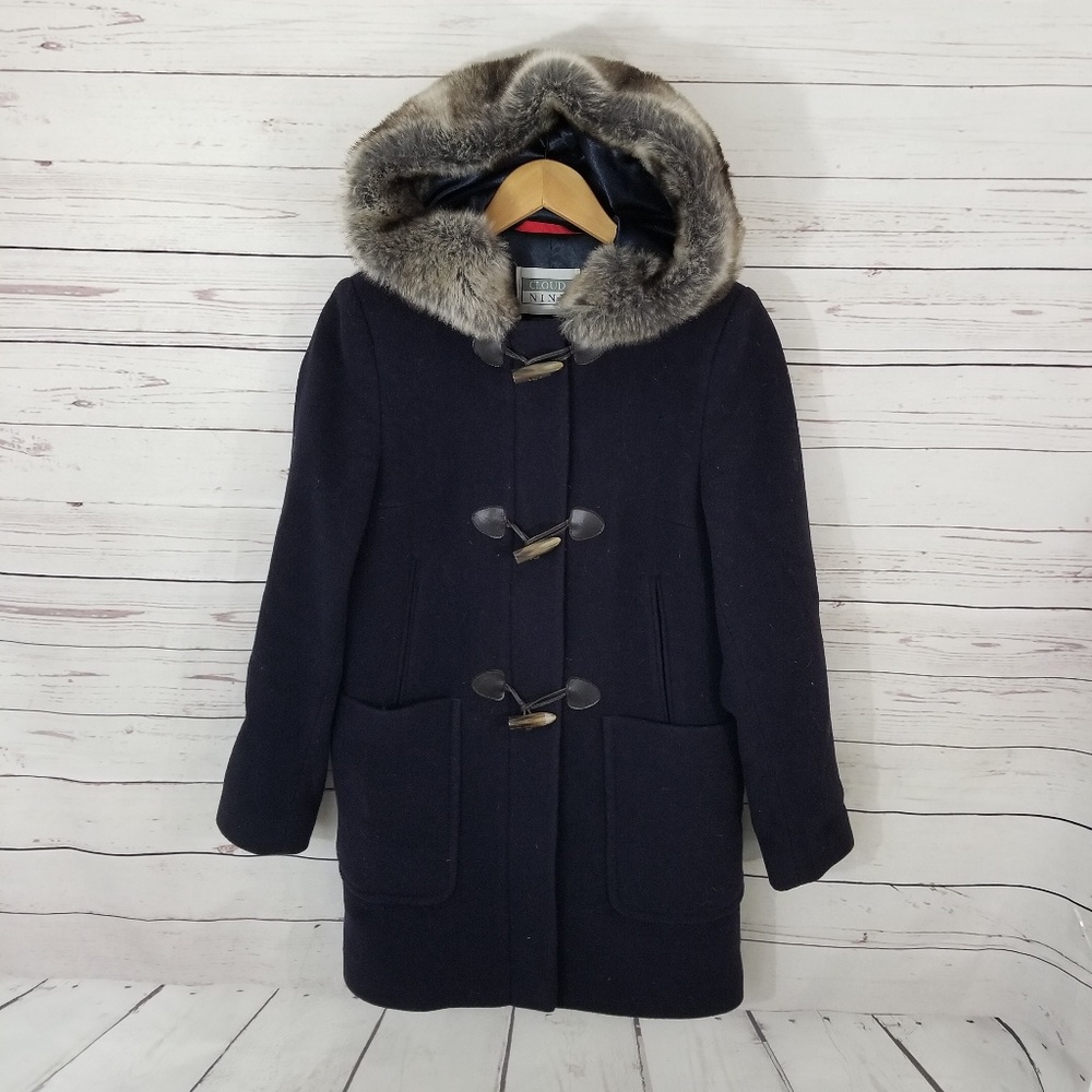 Cloud Nine Wool Jacket Coat Size S Fur Hoodie